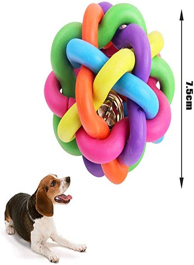 RIANZ Pet Dog/Cat Bouncy Rubber Chew Ball Toy with Bell for Puppies - Small 1 pc Multi Color - Image 3